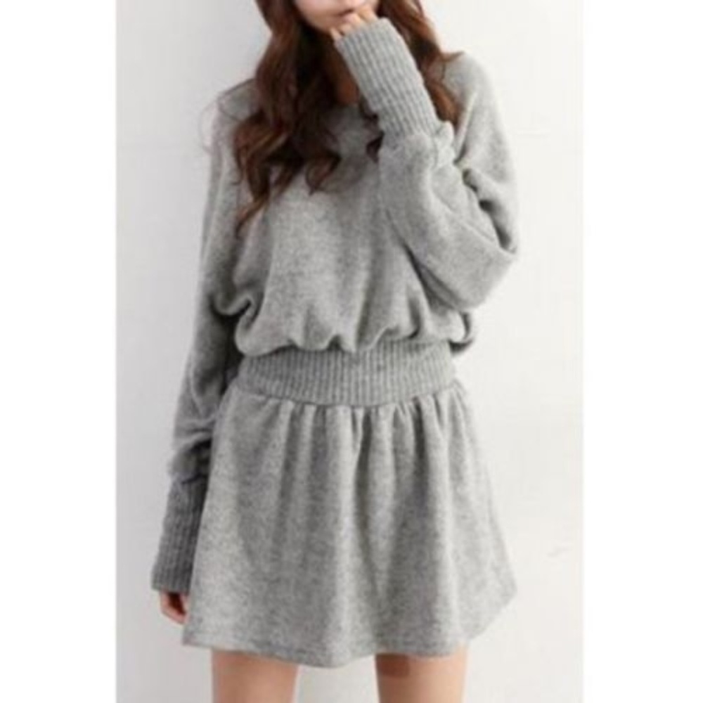 HP Gray Lightweight mini knit a-line dress